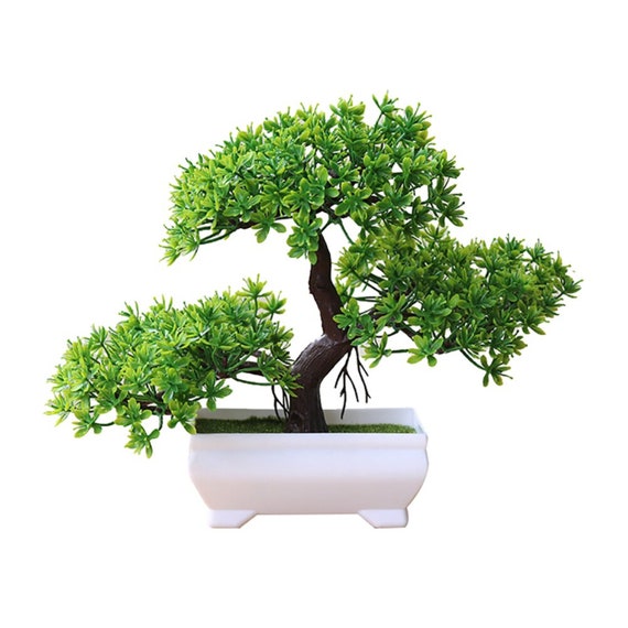 Artificial Bonsai Tree Small Fake Tree with White Square Pot Etsy