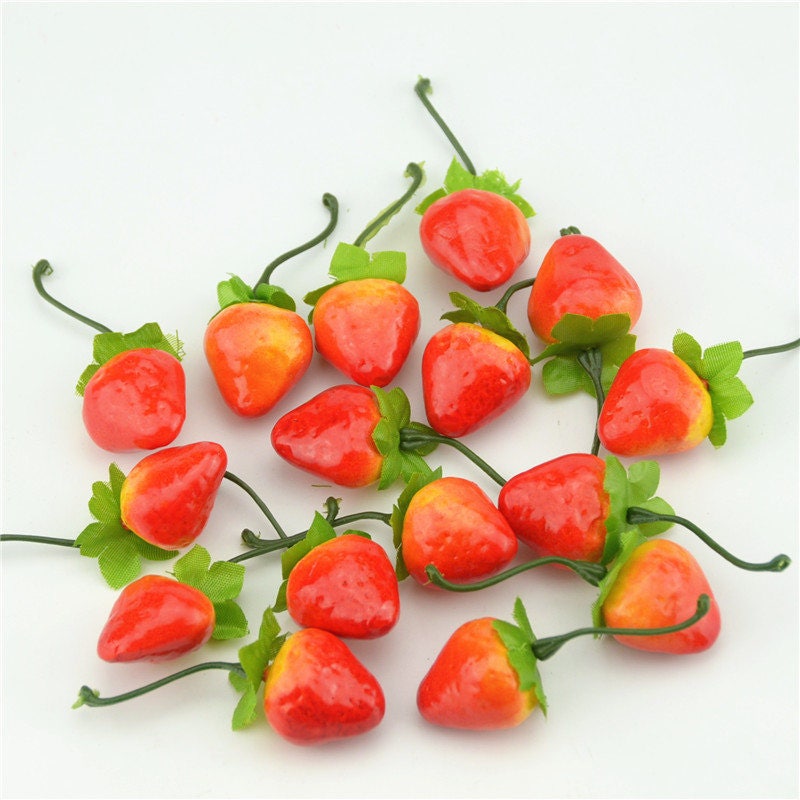 10 x Artificial Strawberries Fake Strawberry Fruit for Home Etsy