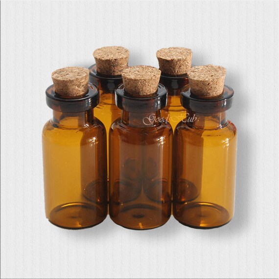 Empty Amber Glass Bottles with Cork Stopper Lid Small Size Etsy