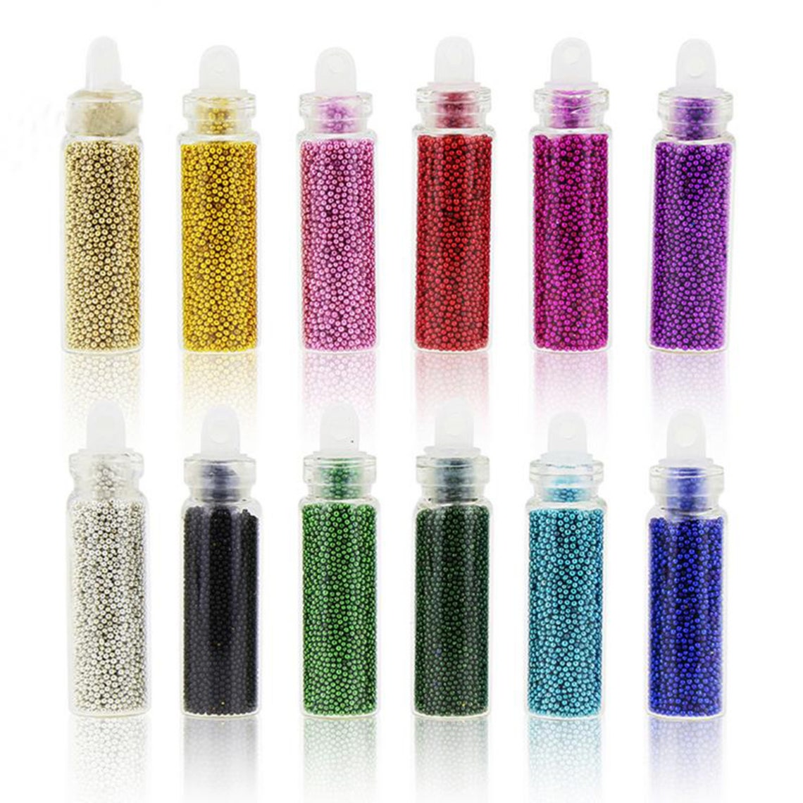 Caviar Beads 12 Assorted Colors Microbeads Glass Balls Etsy