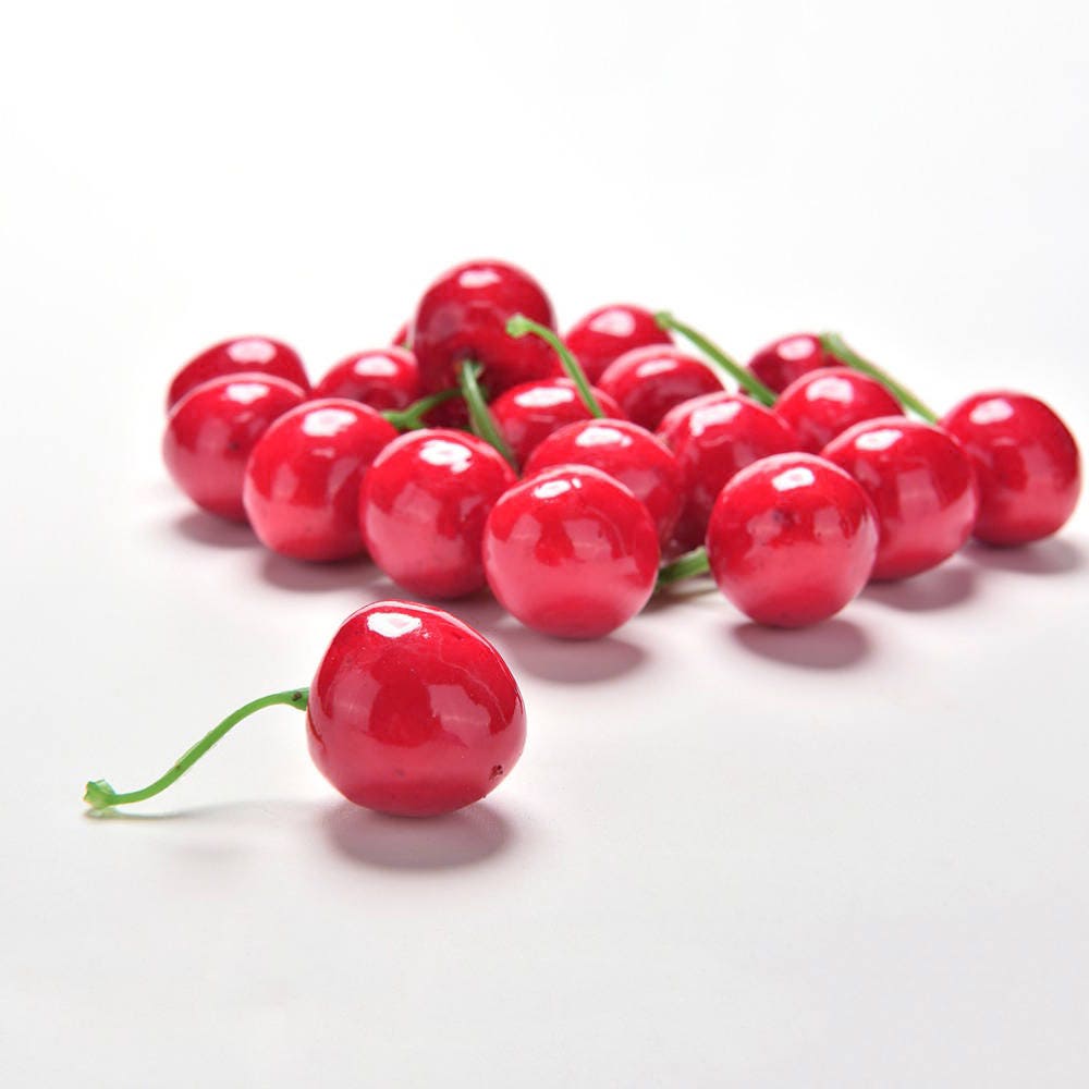 20/60/100 Artificial Cherries Foam Plastic Fake Cherry for Etsy