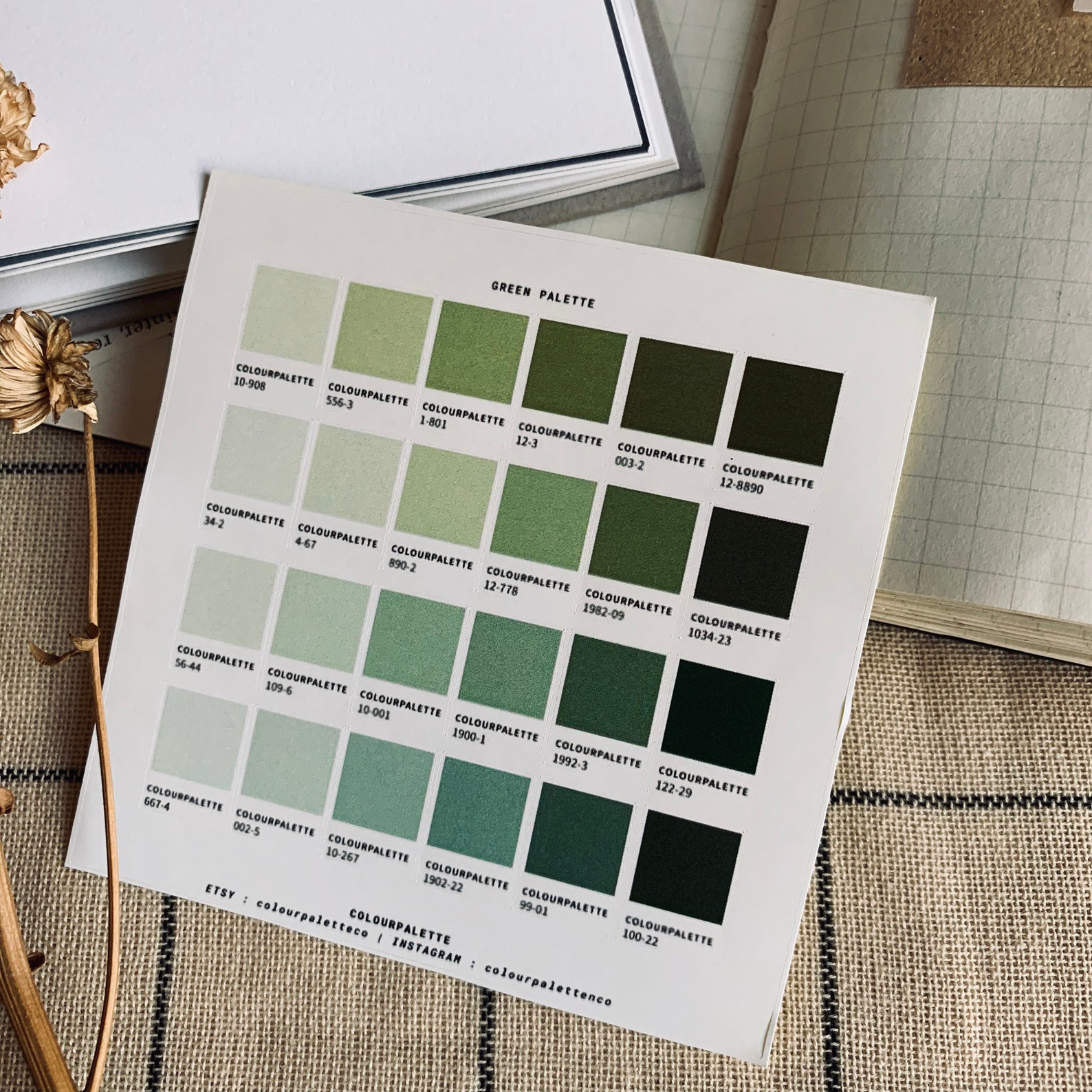 Green Colour Palette Journal Stickers24 colours Etsy