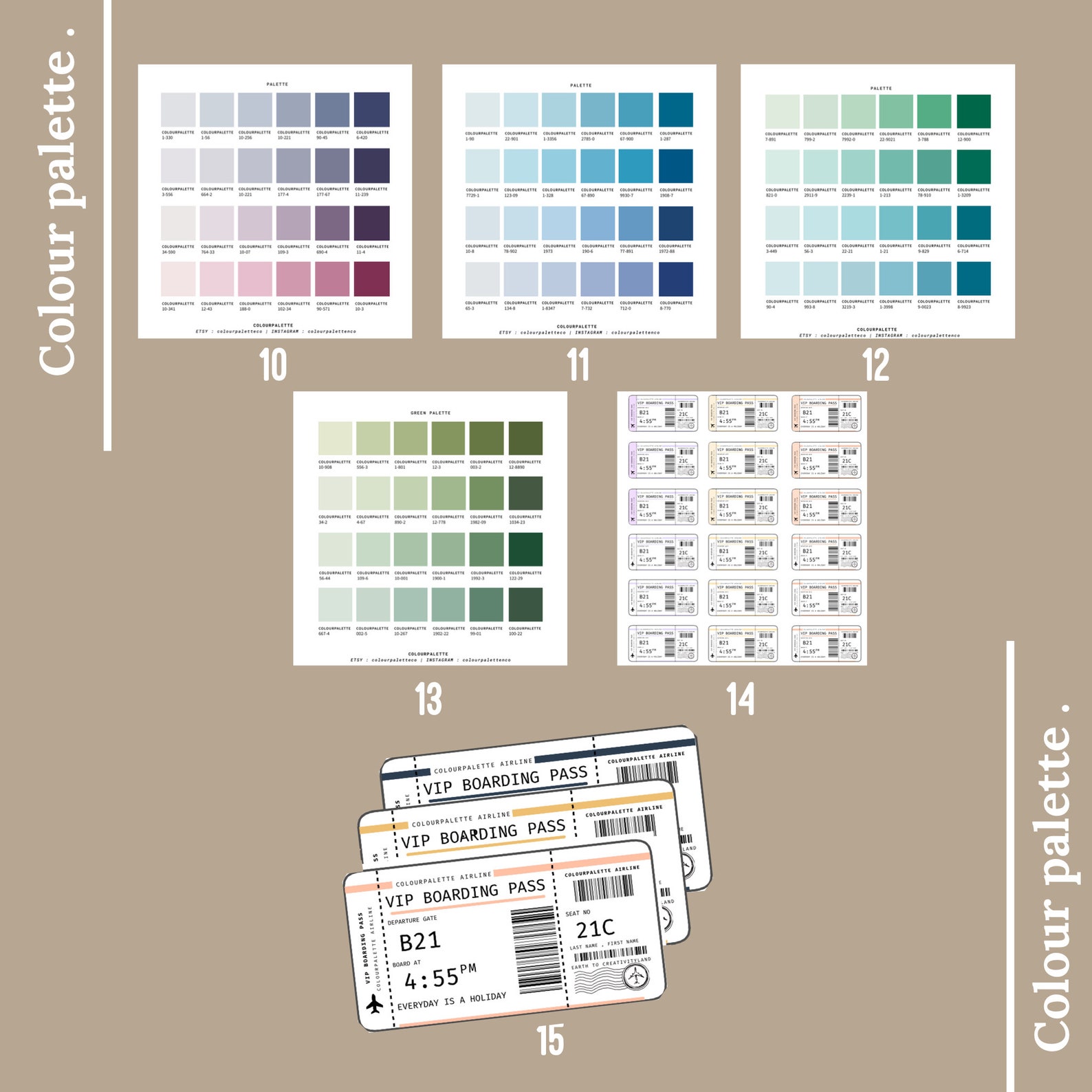 Green Colour Palette Journal Stickers24 colours Etsy