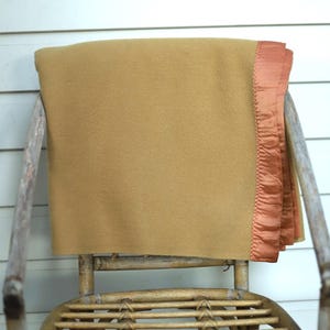WOOL BLANKET | vintage Blanket | Caramel | Soft Hypoallergenic Breathable | 87&quot;x68&quot; | 223cm x 174cm