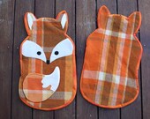 Animal hot water bottle cover, recycled gifts, Kids gifts idea, kids gift idea,  Fox  hot water bottle cover, vintage gifts, woollen blanket