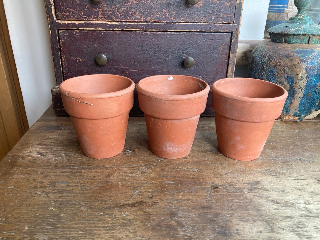A Trio of Terracotta Plant Pots Ceramic Clay Flower Pots Etsy