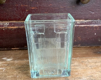 Vintage 1920s/30s Oldham Glass Battery Case. Ideal for flower vase, Tiny 8cm x 5.25cm x 3cm.