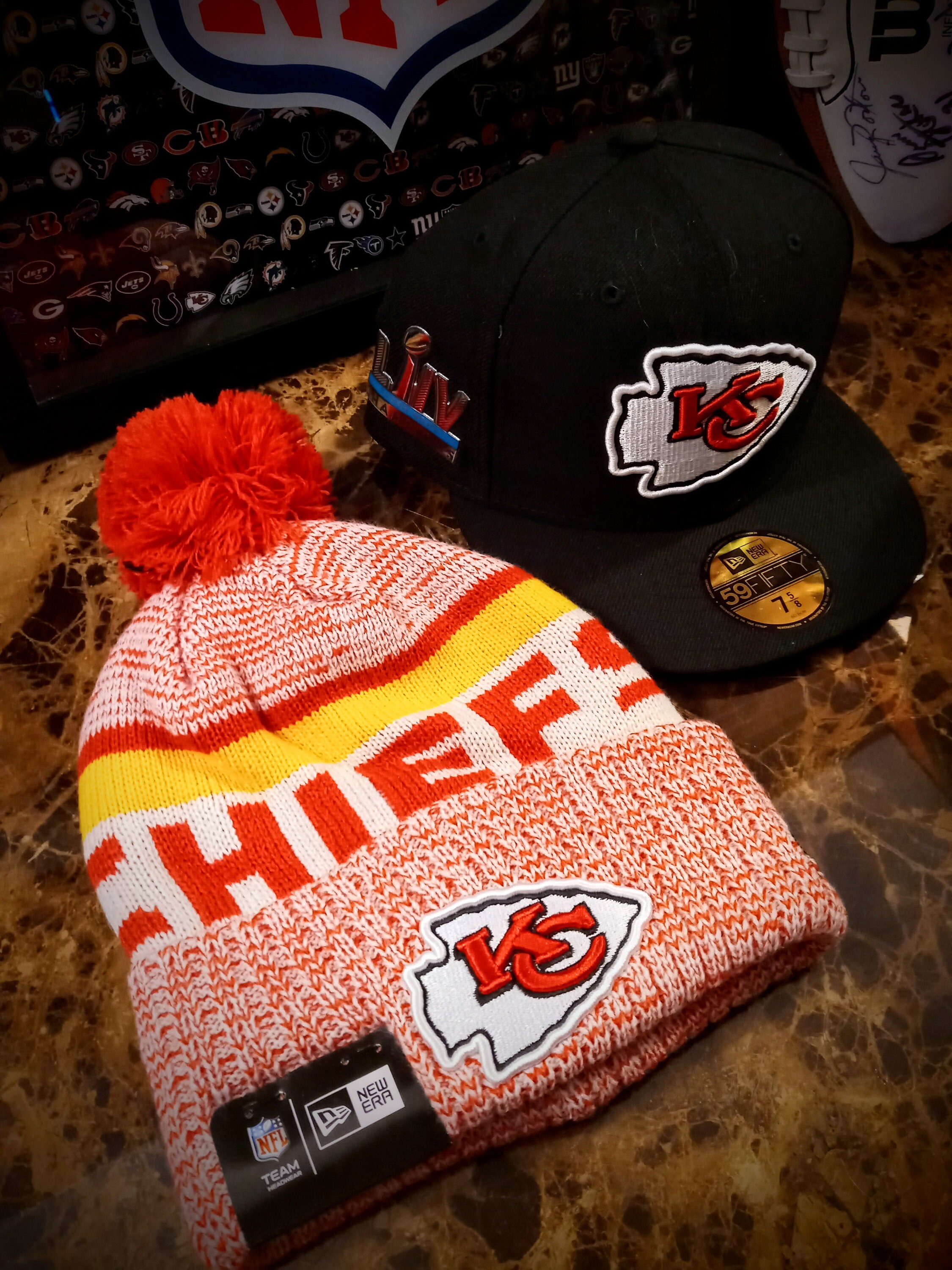 Kansas City Chiefs Lot Unisex New Era 59FIFTY Super Bowl Cap and Beanie