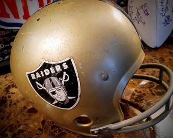 1940   Leather Oakland Raider eye patch Style Football helmet  Silver Blk 