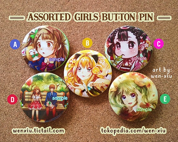 Assorted Girls Love Live Vocaloid Original Art Button Pin Etsy