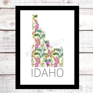 Idaho printable wall art | Idaho state printable art | 3 Different Sizes  | gallery wall prints | gallery wall decor | Idaho Wild Flowers