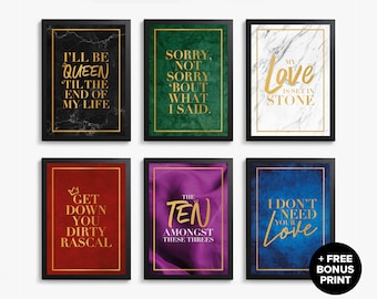 Six the Musical Typography Print Set - Haus of Holbein Queens Collection