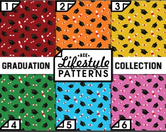 Graduation Collection Printed Heat Transfer Vinyl - Lifestyle Pattern - 1 Yard