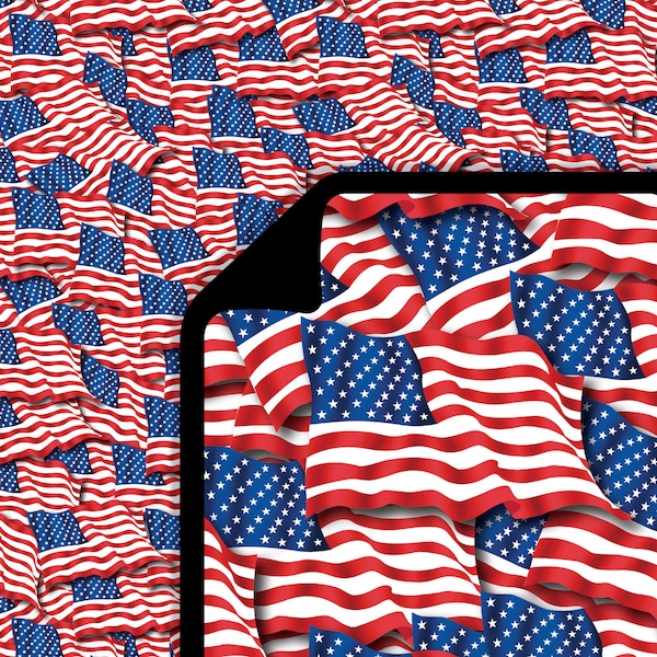 Red, White and Blue American Flag Lifestyle Pattern Heat Transfer Vinyl - 1 Yard