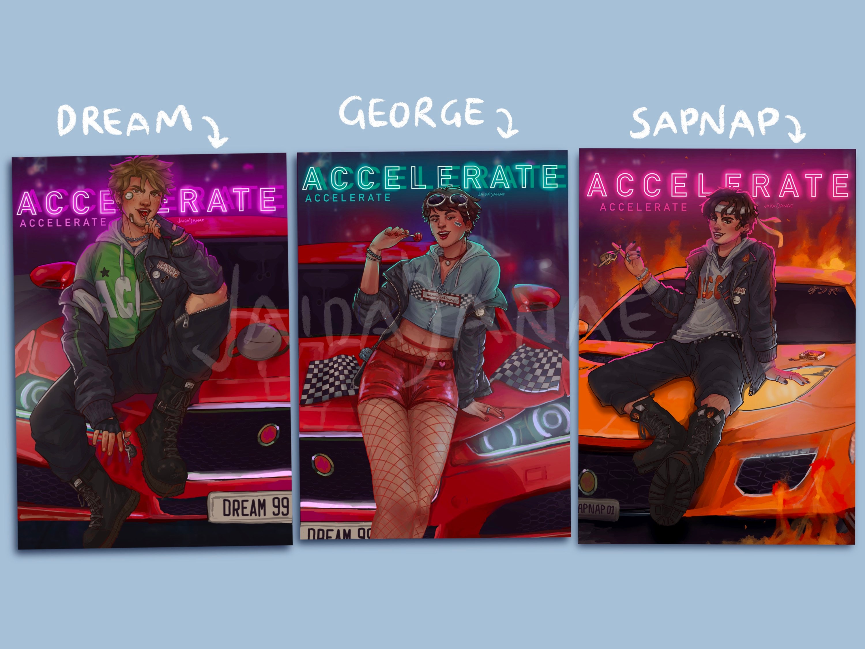 Dream George & Sapnap Accelerate Art Prints Dream team | Etsy