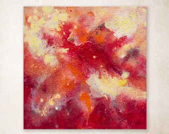 Red Rapture Abstract Art Print, Warm Red Tones, Modern Cloud Painting Giclee
