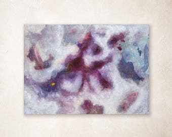 Purple Abstract Acrylic Painting on Canvas, Original Intuitive Wall Art (70 x 50 cm)