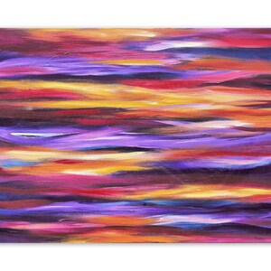 Impression d'art abstrait coloré créée à partir de ma peinture vagues violettes, art mural moderne avec rayures, impression d'art ou toile image 2