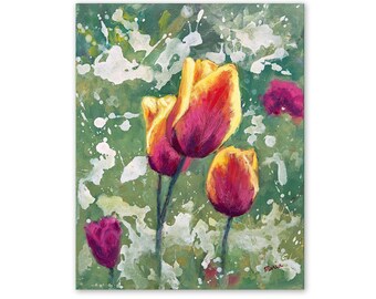 Tulips Print, Floral Art Print from a Flower Painting, Contemporary Flowers Wall Art