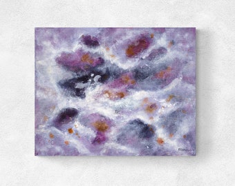 Original Purple Painting on Linen Canvas for Bedroom or Living Room