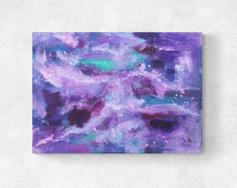 Original Purple Painting on Canvas, Acrylic Blue Modern Wall Art, 20 x 28 inches, 50 x 70 cm