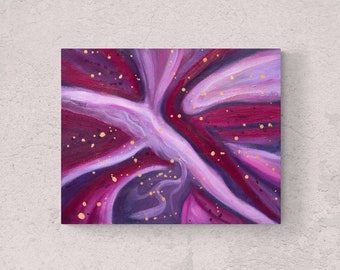 Contemporary Oil Painting on Fine Linen Canvas, Purple and Dark Red Abstract Art, 16 x 20 inches, 40 x 50 cm