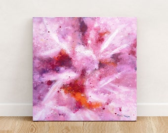 Textured Abstract Painting, One of a Kind Pink Canvas Art