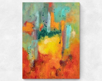 Oil Painting Abstract Fine Art Print, Multicolor Contemporary Wall Art, Art Print or Canvas