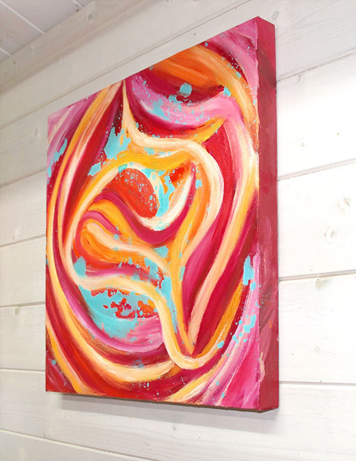 Abstract canvas art pink original abstract oil painting on Etsy