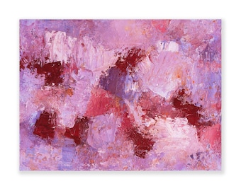 Original Abstract Oil Painting in Purple, Pink and Burgundy, made with Palette Knife, Small Comtemporary Wall Art, 12x16 inches, 30x40 cm