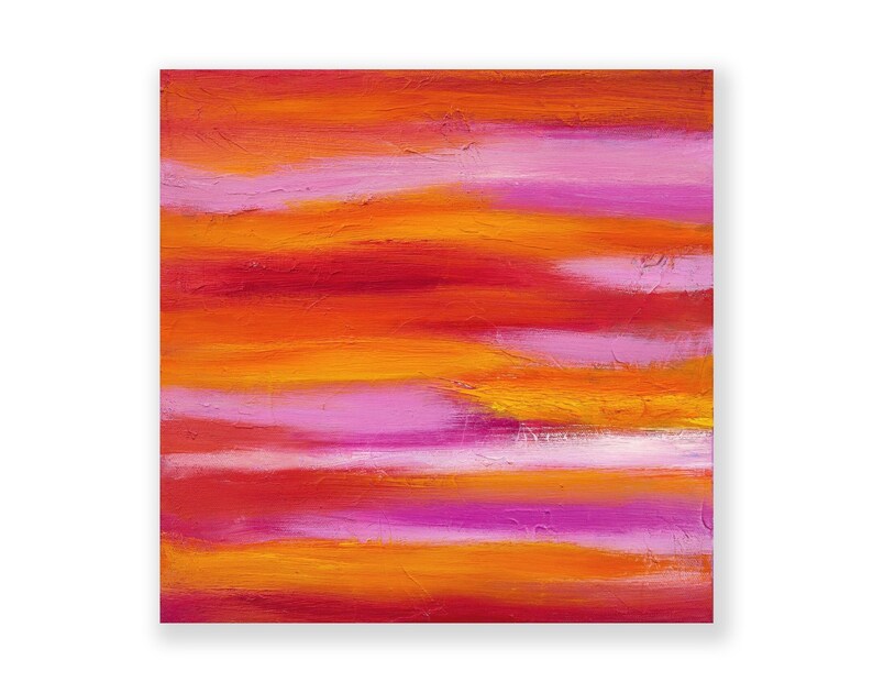Small Red Abstract Oil Painting on Canvas Original Wall Art image 1