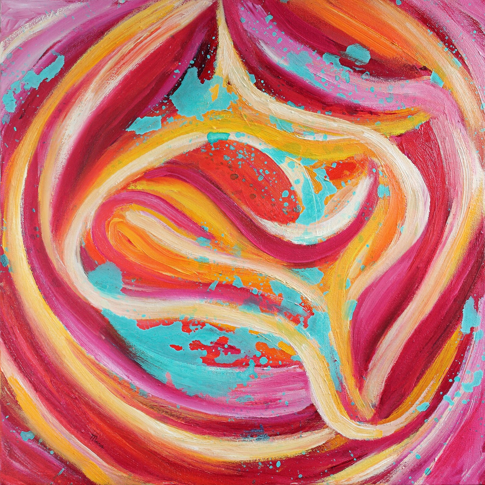 Abstract canvas art pink original abstract oil painting on Etsy