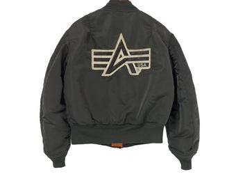 Vintage 90's Alpha Industries MA-1 Flight Bomber Jacket, Big Logo