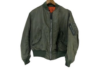 USA製 90's ALPHA MA-1 flight jacket Vintage 90s Alpha Industries MA-1 Bomber Jacket - USA Made, Size L