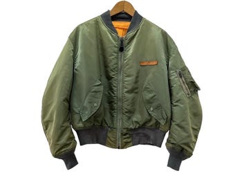 Vintage 90’s AVIREX MA-1 Flight Jacket Reversible Design military Design Made In USA