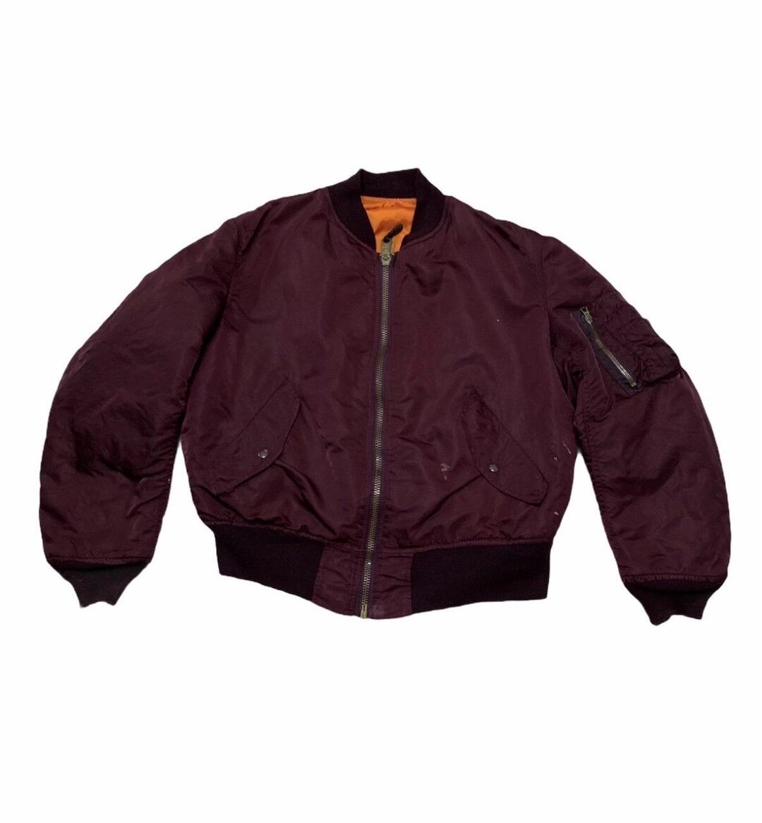 Vintage 90's Alpha Industries MA-1 Flight Made in USA Maroon Color