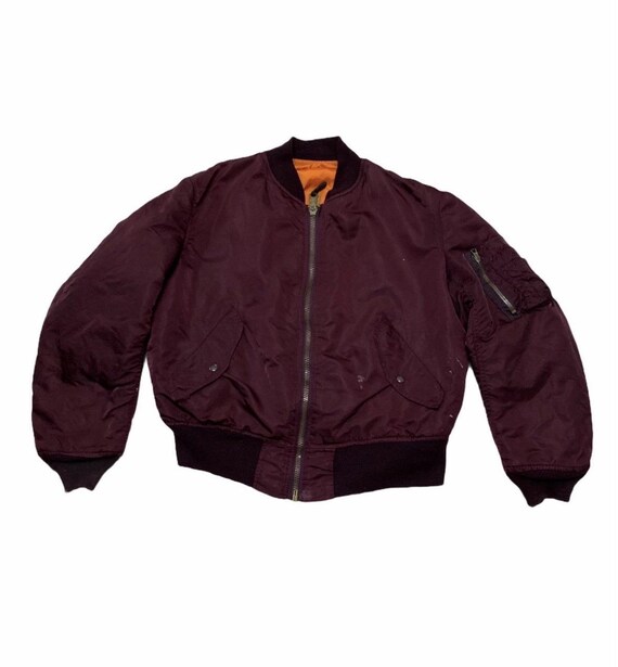 Vintage 90's Alpha Industries MA-1 Flight Made in USA Maroon Color