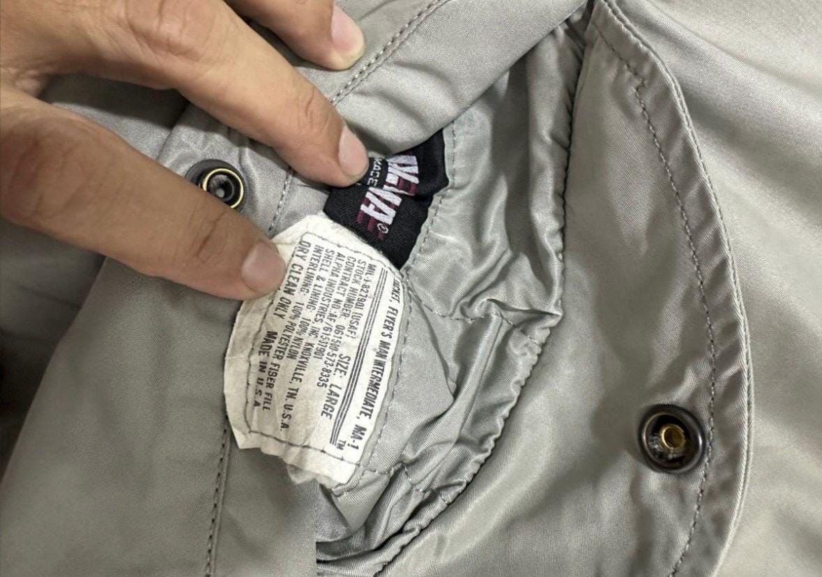 Vintage 90s Alpha Industries MA-1 Flight Jacket: Reversible Silver