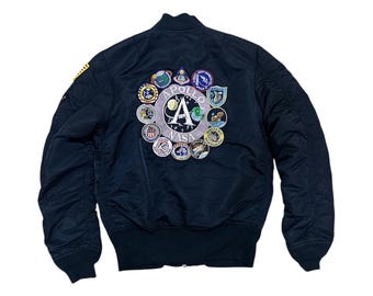 Alpha Industries Ma-1 NASA Apollo Blue Flight Bomber Jacket Youth