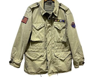Vintage Ralph Lauren M65 Jacket HBT Herringbone Twill Sz L