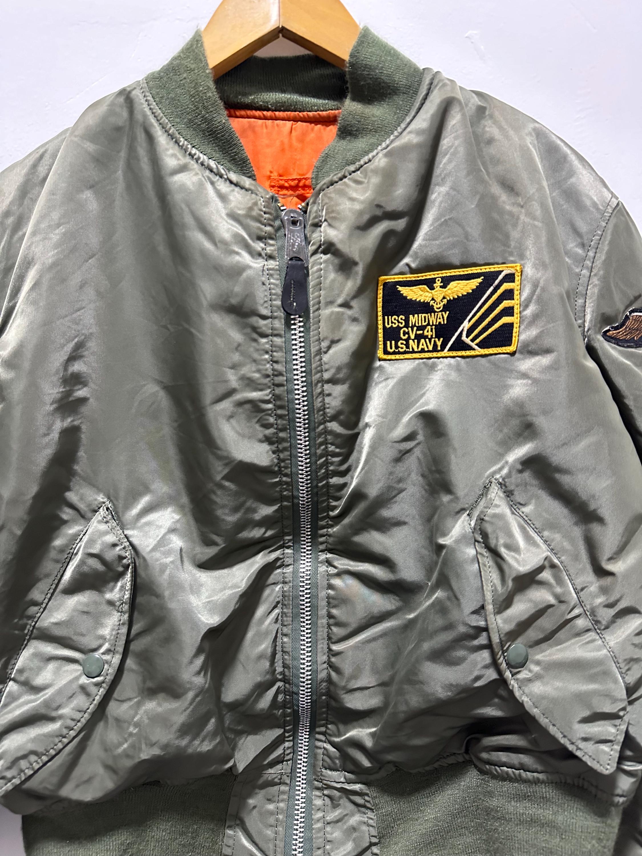 Vintage 90's Alpha Industries MA-1 Flight Jacket USS Midway CV-41