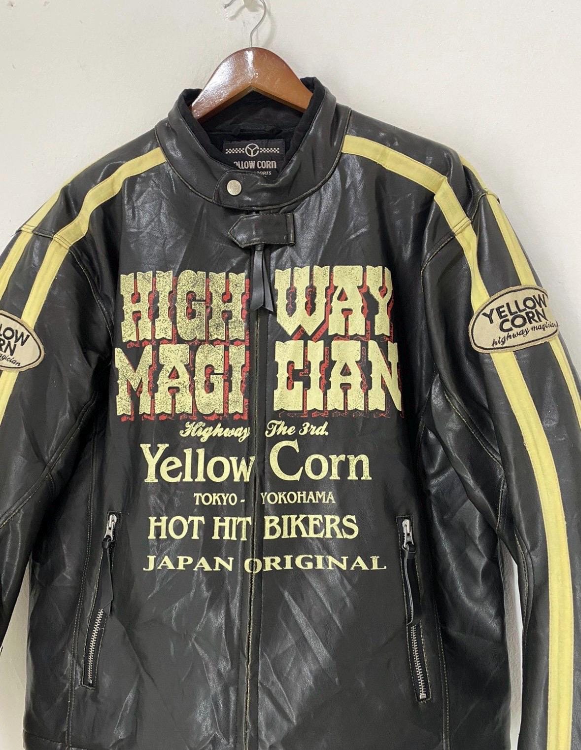 Vintage Yellow Corn Leather Jacket Highway Magician Japan