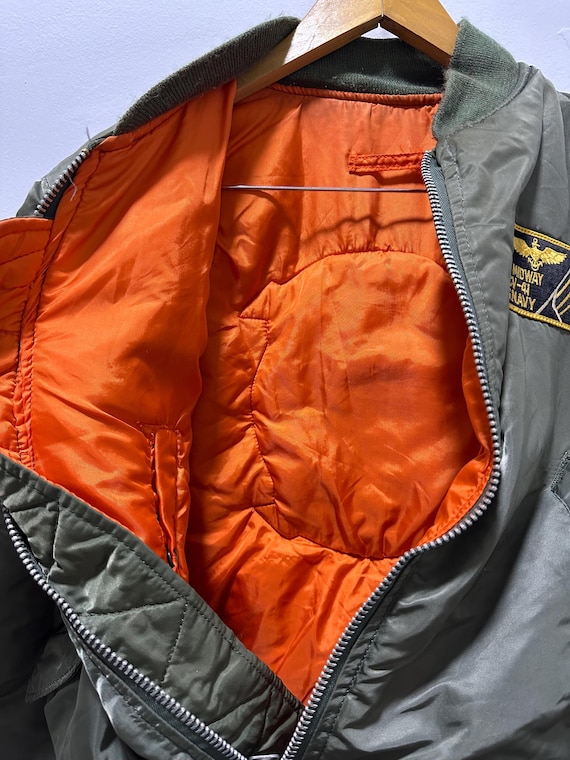 Vintage 90's Alpha Industries MA-1 Flight Jacket USS Midway CV-41