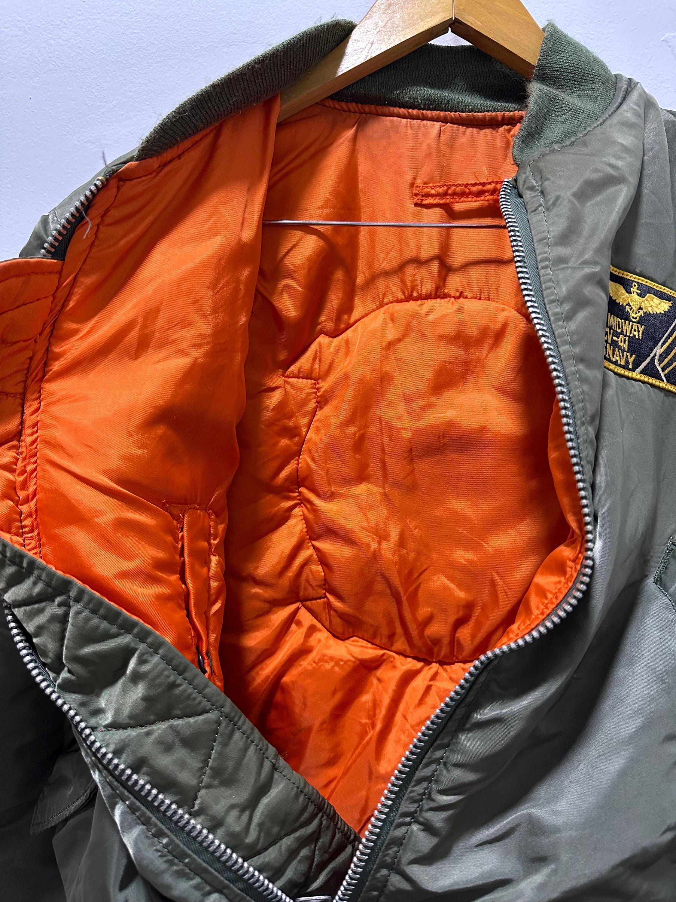 Vintage 90's Alpha Industries MA-1 Flight Jacket USS Midway