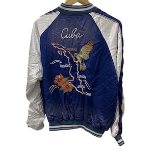 Vintage souvenir Japanese Sukajan Jacket GOA Cuba Maps Havana nice Design