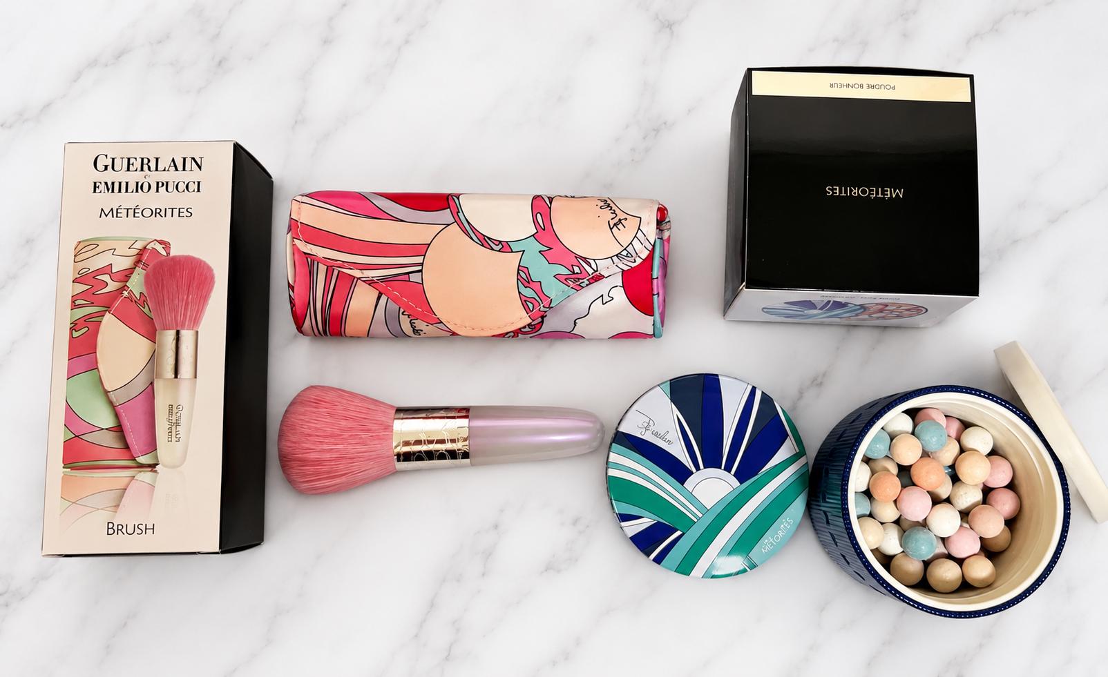 Rare Guerlain Emilio Pucci Meteorites Powder Pearls with Brush & Pouch Limited Edition