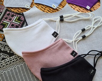 2-Pack. Reusable and Washable Face Mask with Adjustable Straps, 100% Jersey Cotton, Breathable & Lightweight, 2 Layer, Handmade in the UK