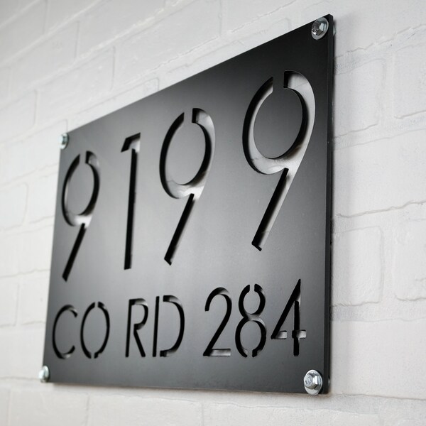 Large Metal Address Plaque with Street Name -House Number Plaque-Address Sign-House Numbers-Custom Address-Modern Address Mid Century Modern