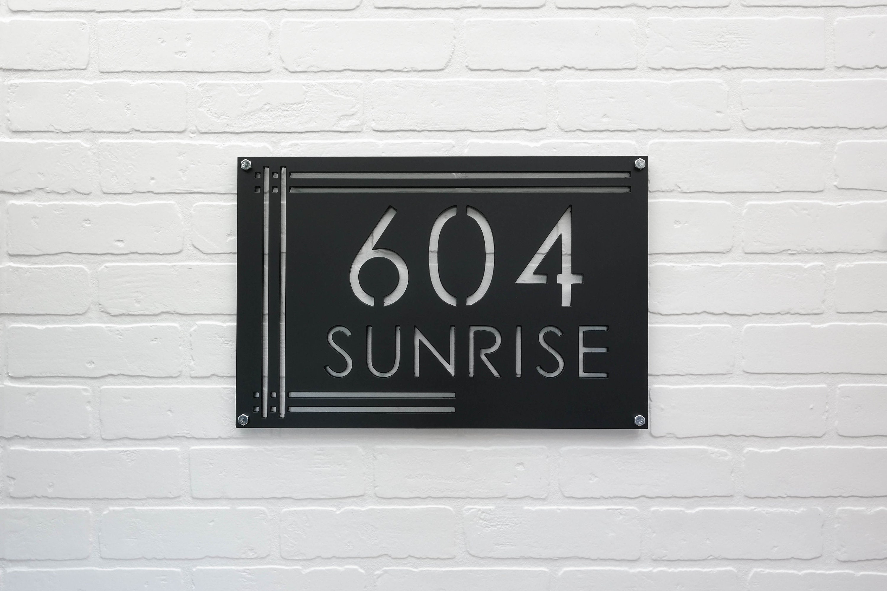 Large Craftsman Style Metal Address Plaque With Street Etsy