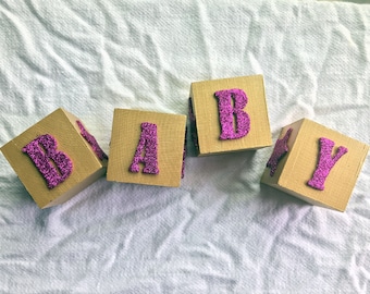 Baby Blocks - Baby Girl Shower Decor - Nursery